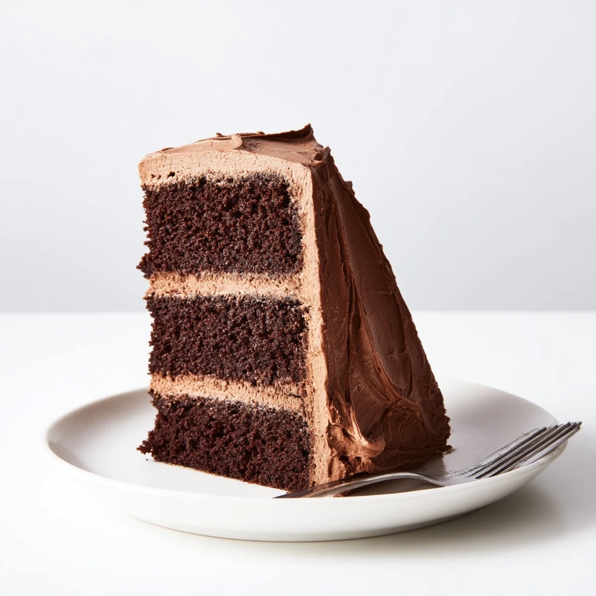Homemade Chocolate Cake Recipe, dense chocolate crumb, served with coffee.