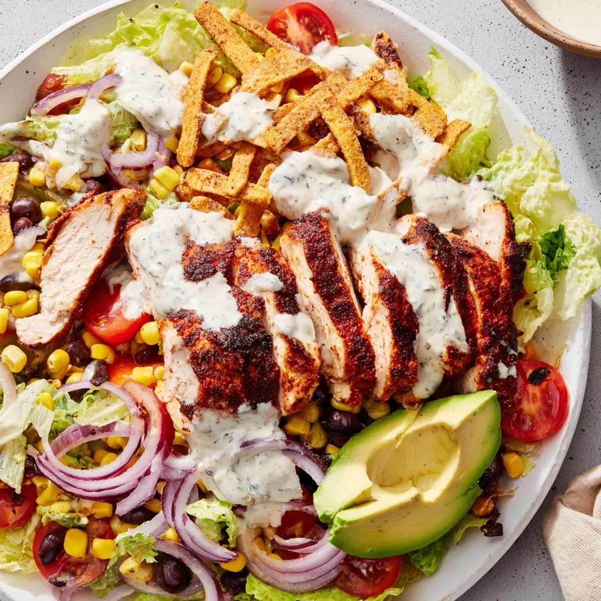 Spicy Southwest Salad With Spicy Ranch Dressing vibrant romaine, black beans, smoky paprika