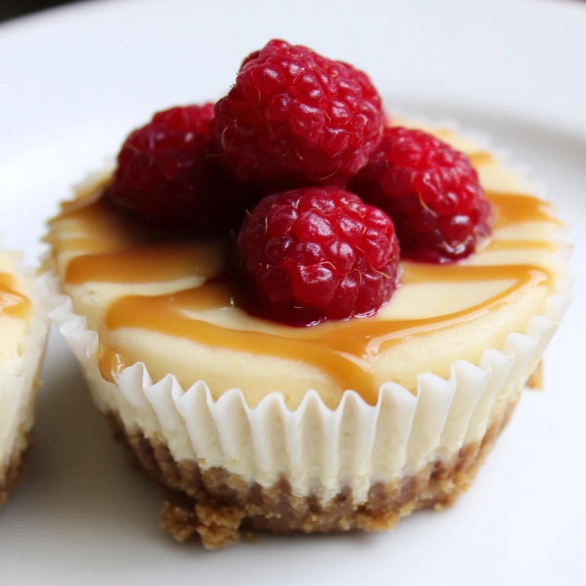Mini cheesecakes topped with fresh berries on a rustic wooden serving board