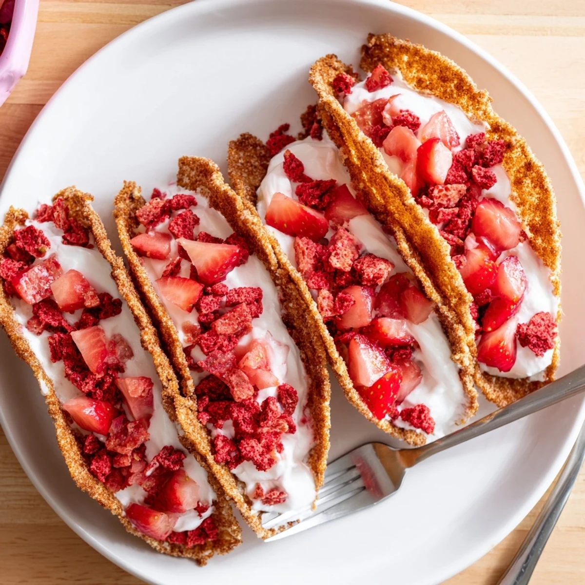 Strawberry Crunch Cheesecake Tacos