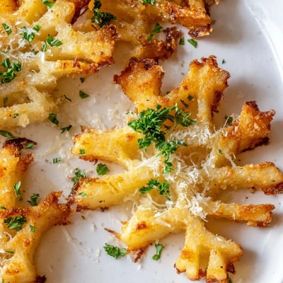 A close-up view of golden Crispy Mashed Potato Fries with a fluffy interior and crispy exterior.