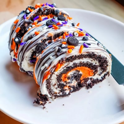 Halloween Oreo Roll No Bake