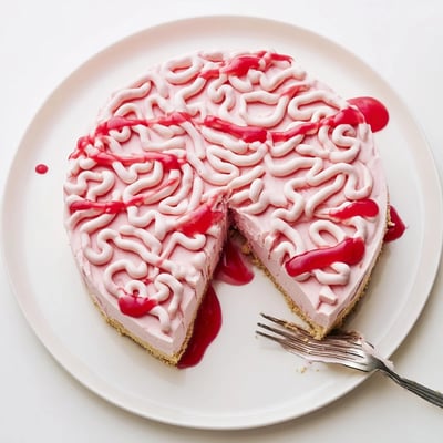No Bake Strawberry Brain Cheesecake